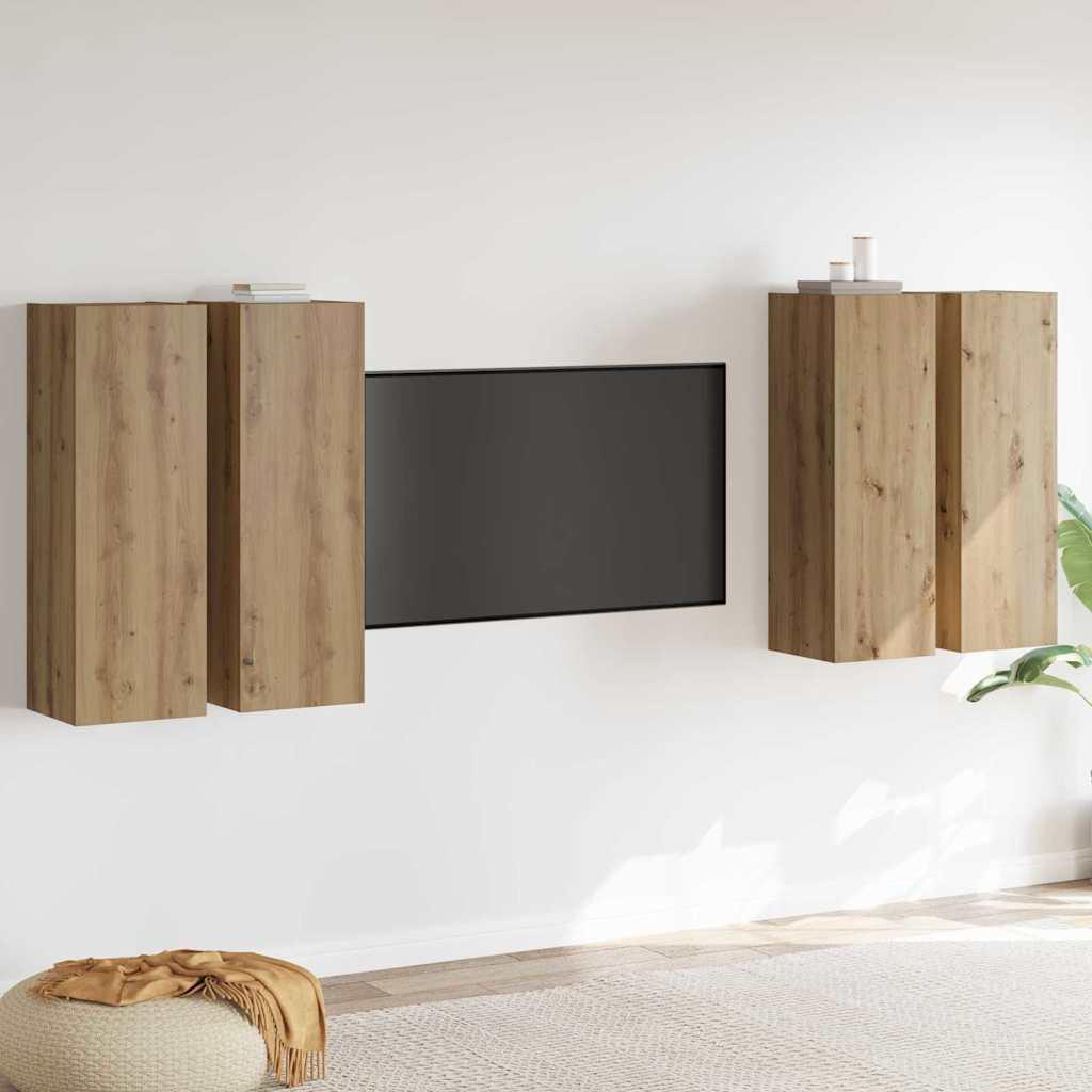Tv-skabssæt 4 stk artisan eg 30.5 x 30 x 90 cm Konstrueret træ