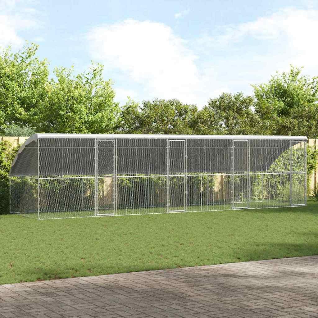 Hønsebur Sølv 800 x 200 x 198.5 cm Galvaniseret stål