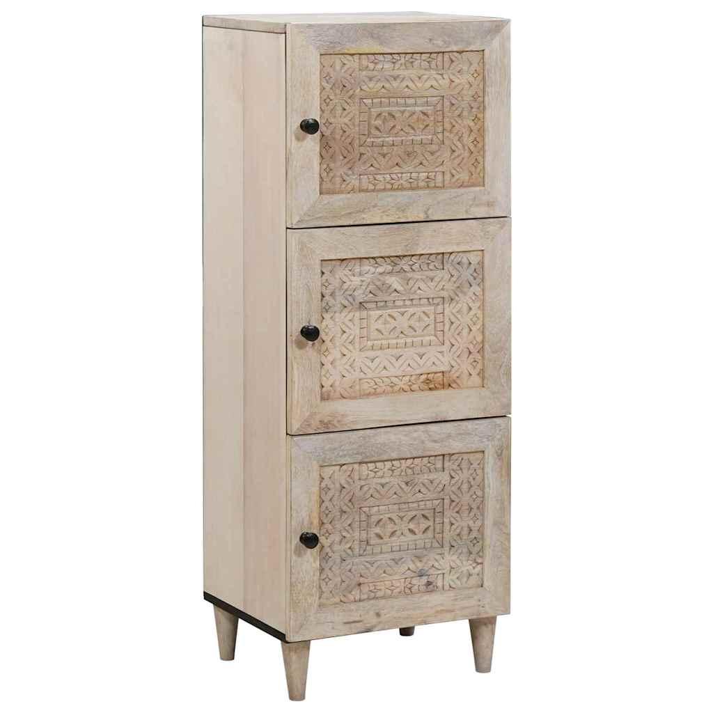 Highboard med hylde Hvid 40 x 33 x 110 cm Massivt mangotræ
