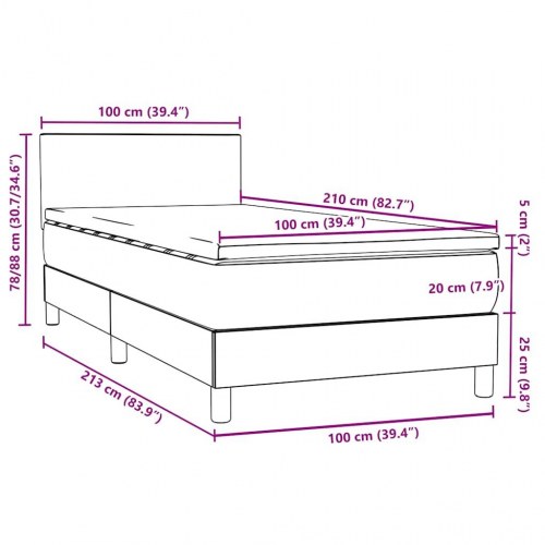 Kontinentalseng med madras 100x210 cm fløjl mørkeblå