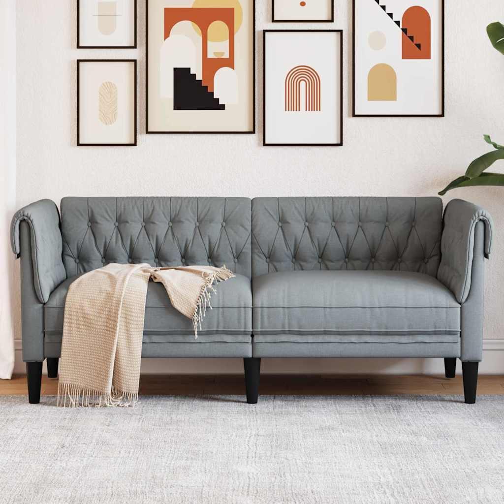 Chesterfieldsofa Argyle Lysegrå 182.5 x 74.5 x 74.5 cm Stof