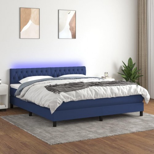 Kontinentalseng med LED-lys 180 × 200 cm - stof, blå