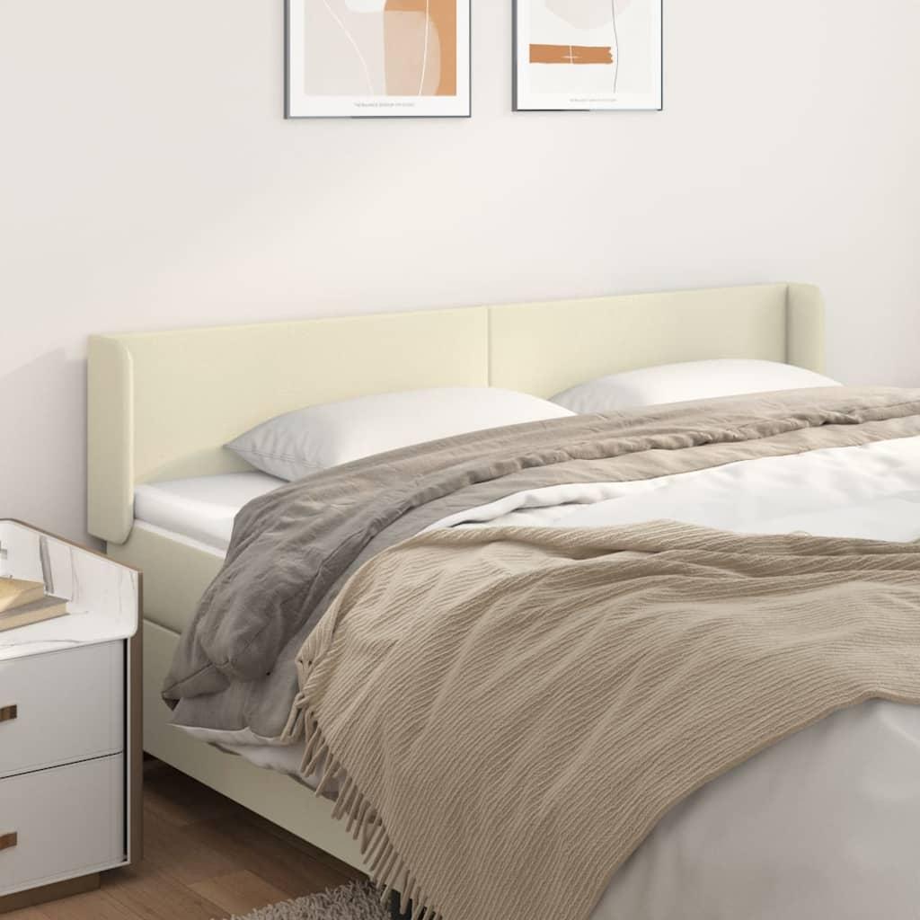 Sengegavl med kanter 163x16x78/88 cm - kunstlæder, cremefarvet