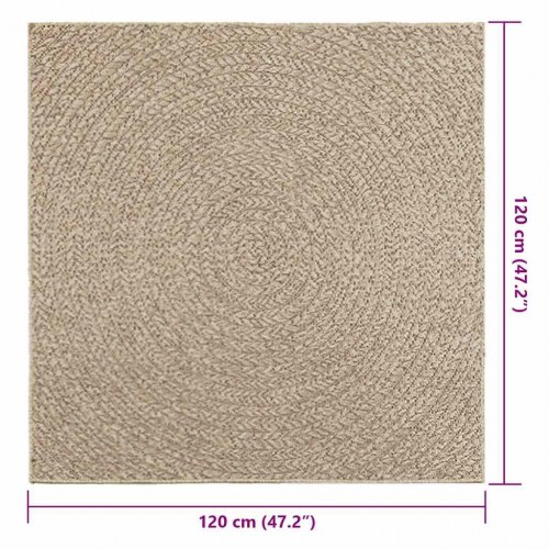 Gulvtæppe ZIZUR - beige 120×120 cm, jute-look til inde og ude