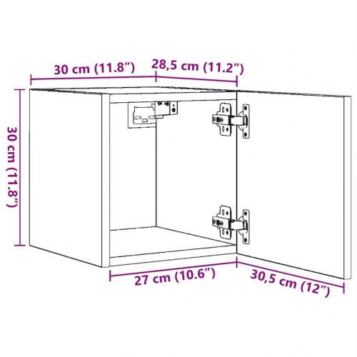 Væghængte tv-skabe 2 stk. - 30,5 × 30 × 30 cm, grå sonoma-eg