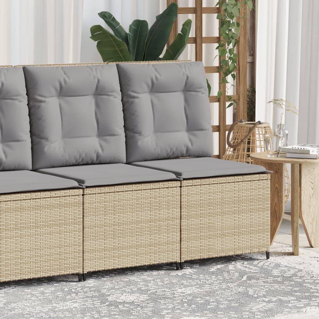 Loungestol med hynder og lænefunktion polyrattan beige billede