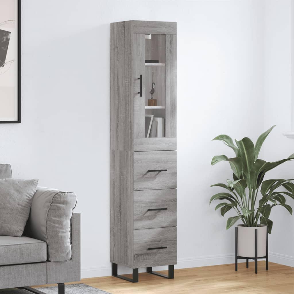Højskab 34,5x34x180 cm konstrueret træ grå sonoma-eg billede