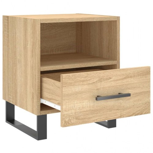 Sengebord 40×35×47,5 cm i konstrueret træ - sonoma-eg med metalfødder