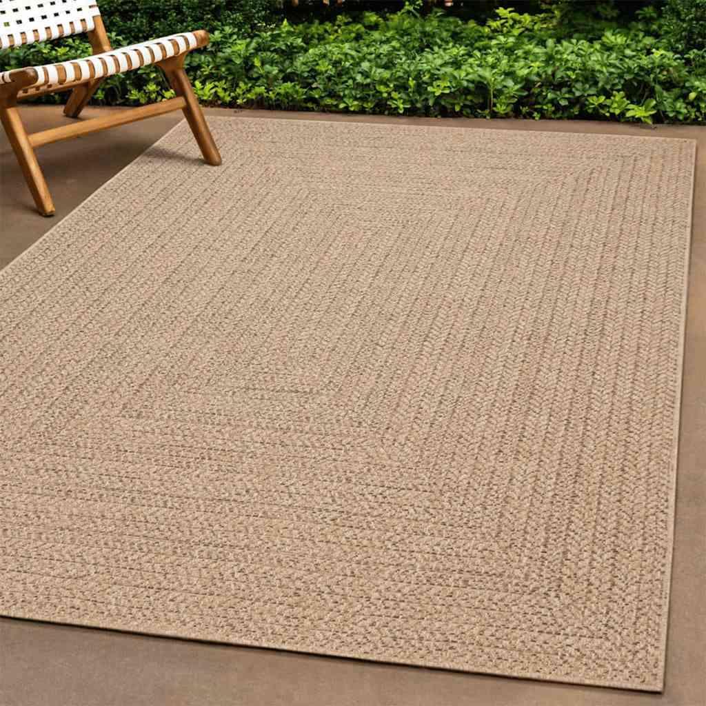 Gulvtæppe ZIZUR beige 200x200cm jute-look indendørs og udendørs