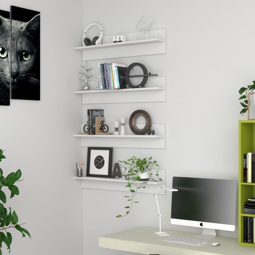 vidaXL væghylder 4 stk. 80x11,5x18 cm konstrueret træ hvid