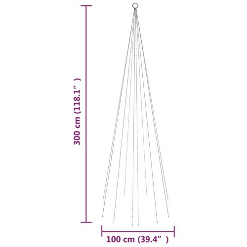 Juletræ til flagstang med 310 LED - 300 cm - blåt lys