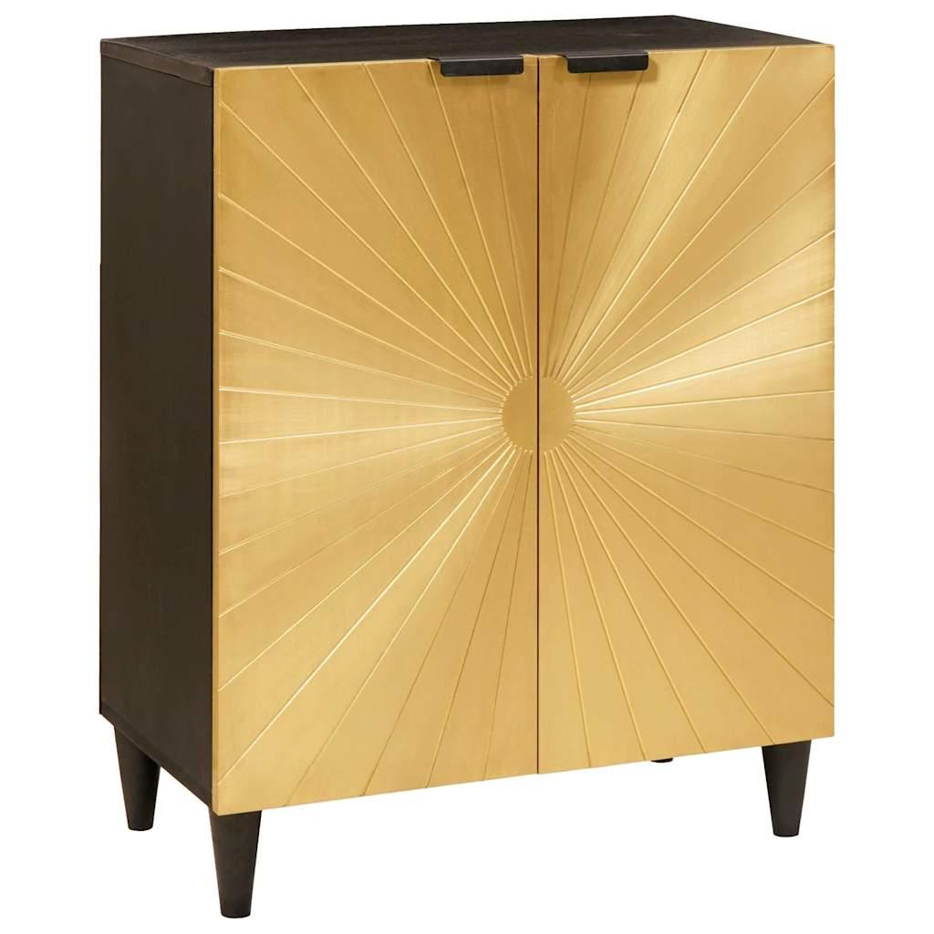 Sideboard Sort og Guld 60 x 33 x 75 cm Massivt mangotræ