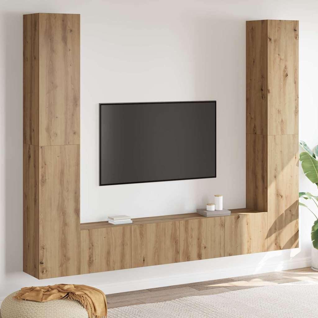 TV-skab 6 stk Brun 221 x 30 x 180 cm Konstrueret træ