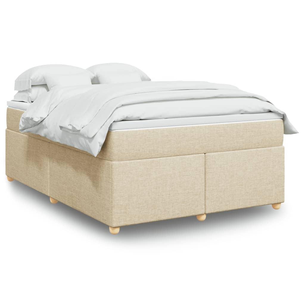 Kontinentalseng med madras 160x200 cm stof cremefarvet billede