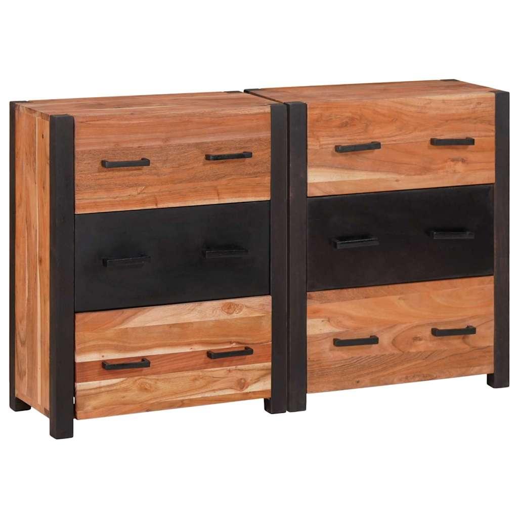 Sideboard 3 Dele Brun 110 X 30 X 75 Cm Massivt Akacietræ