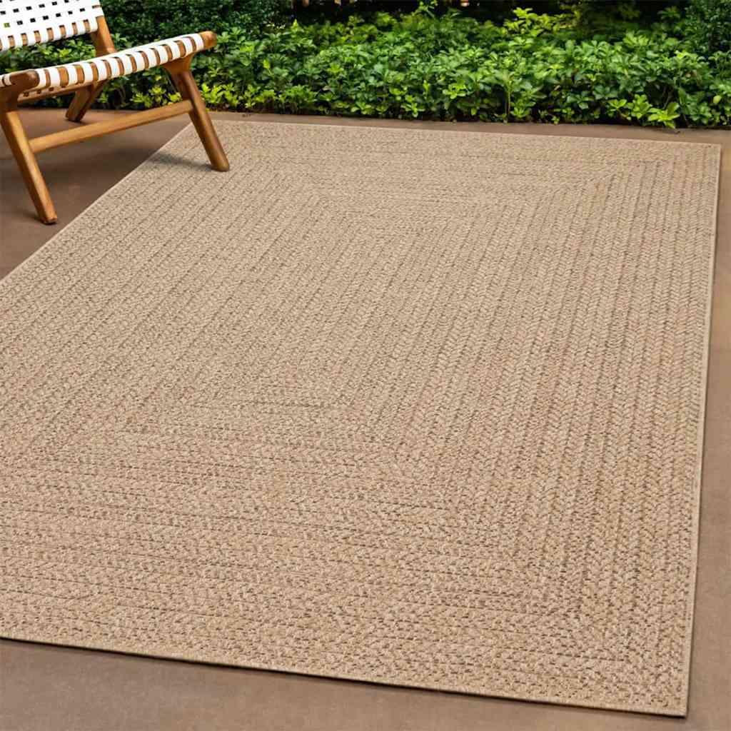 Gulvtæppe ZIZUR beige 240x240cm jute-look indendørs og udendørs