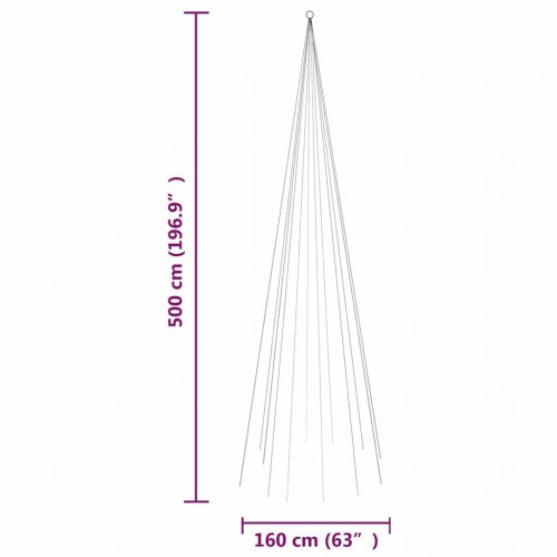 Juletræ til flagstang 500 cm - 732 LED i varm hvid