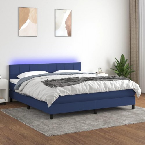 Kontinentalseng med LED-lys 180x200 cm - stof, blå