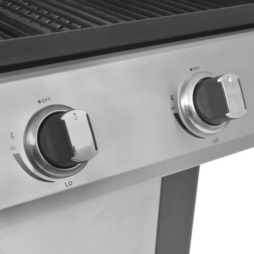 Gasgrill 4 + 1 grillzoner sort og sølvfarvet