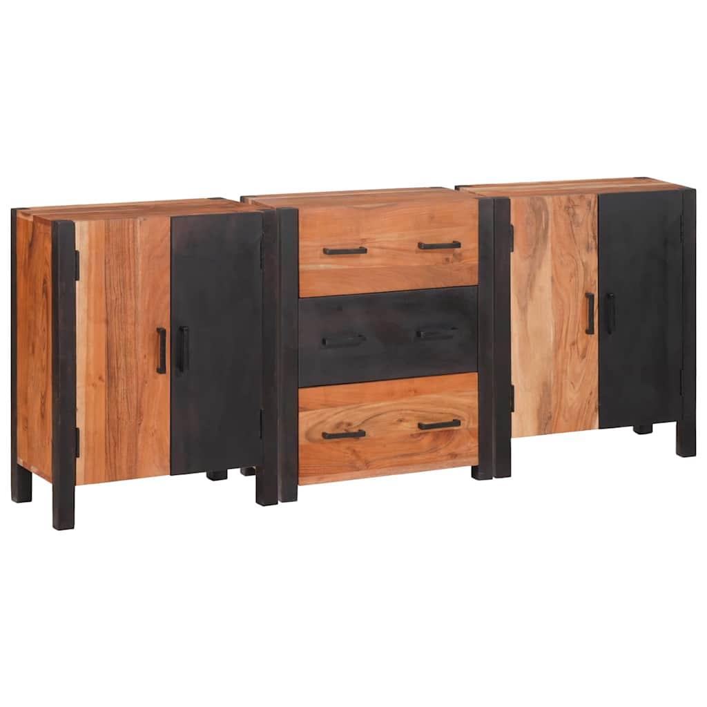 Sideboard 3 Dele Brun 55 X 30 X 75 Cm Massivt Akacietræ