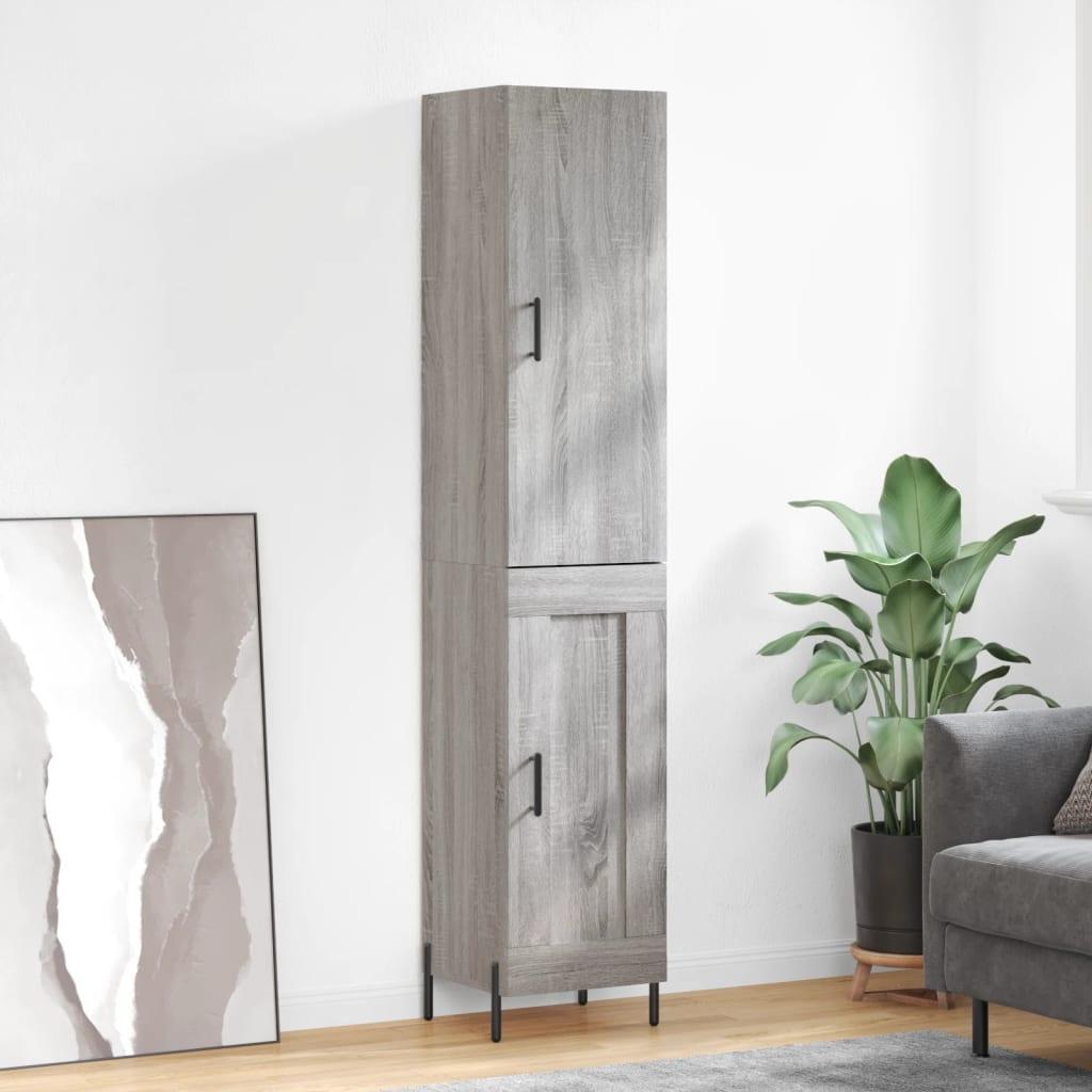 Højskab 34,5x34x180 cm konstrueret træ grå sonoma-eg billede