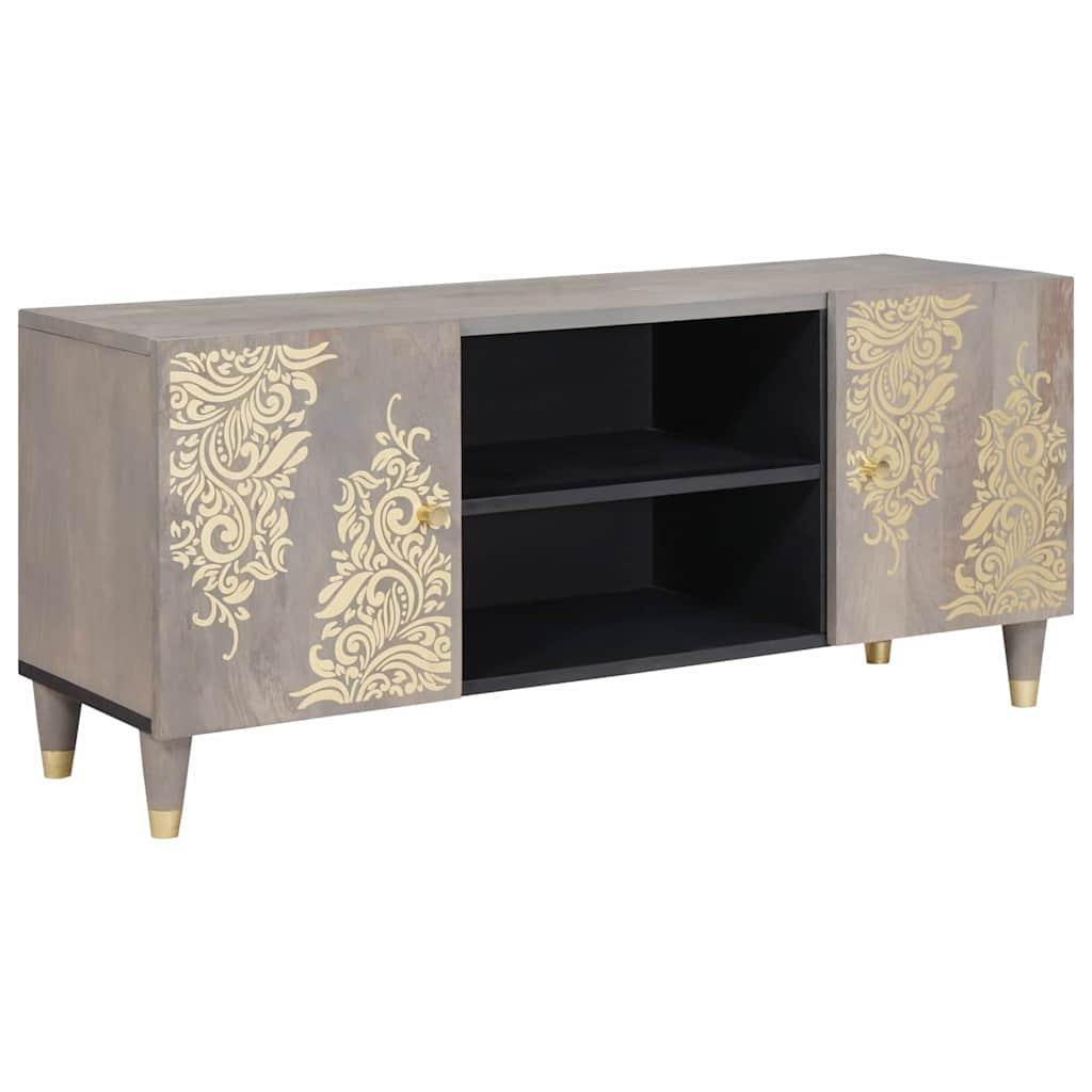 TV-skab med dør Grå og Guld 105 x 33.5 x 46 cm Massivt mangotræ billede