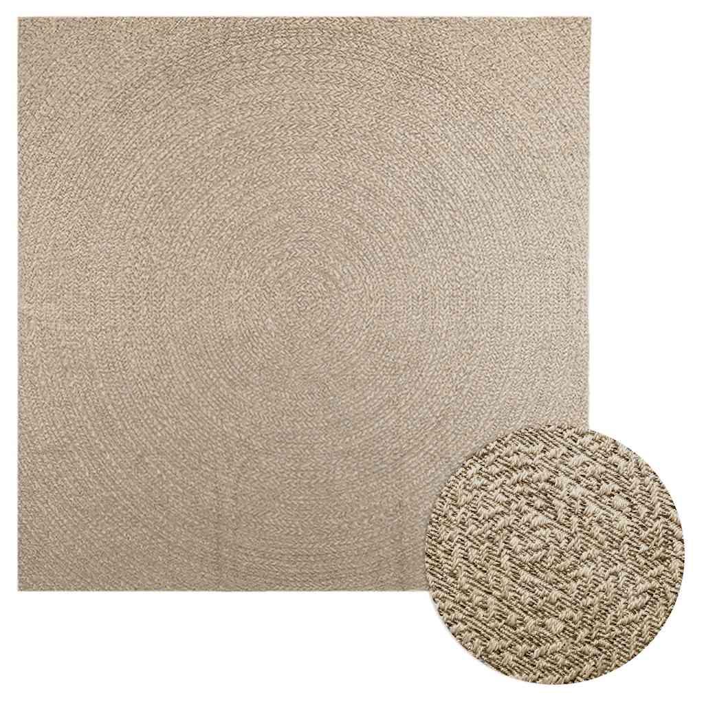 Gulvtæppe ZIZUR beige 240x240cm jute-look indendørs og udendørs