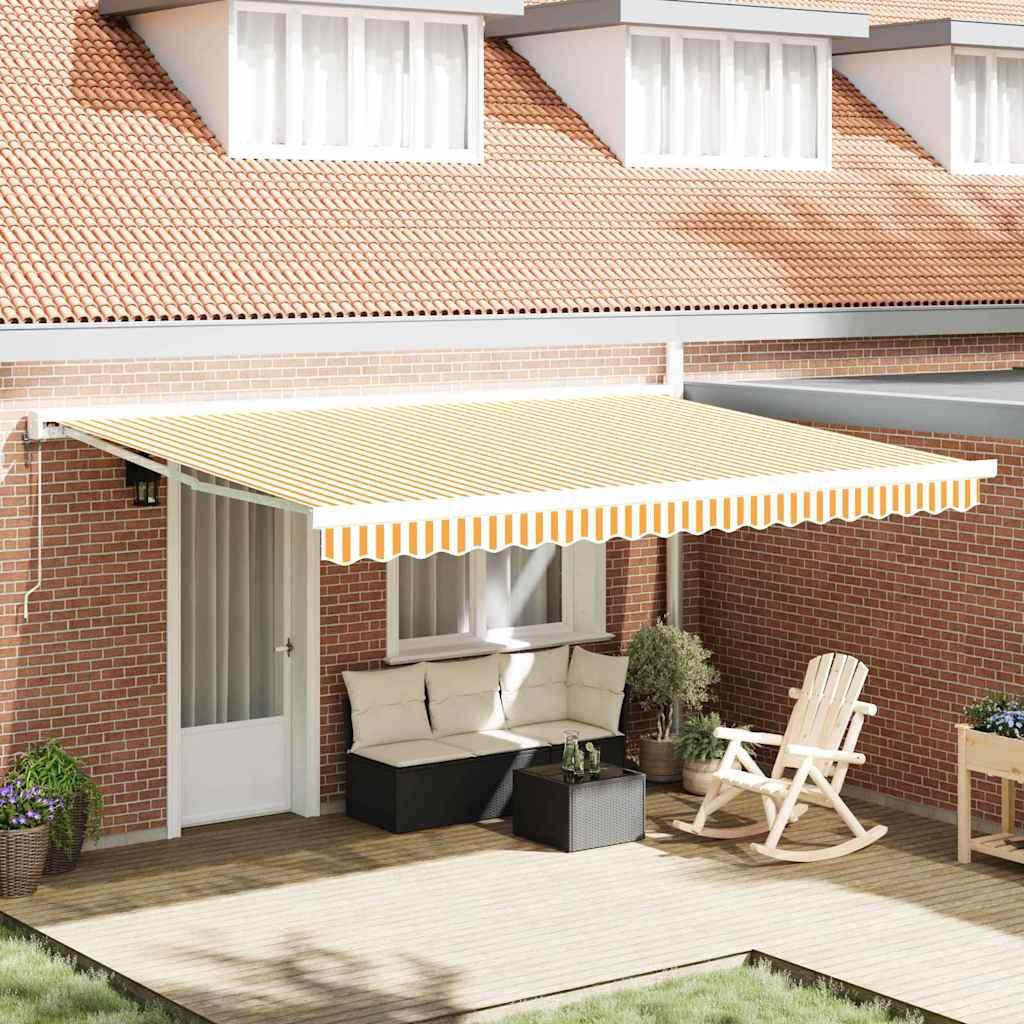 Utrækkelig Markise orange og hvid 450 × 300 cm Stof, metal