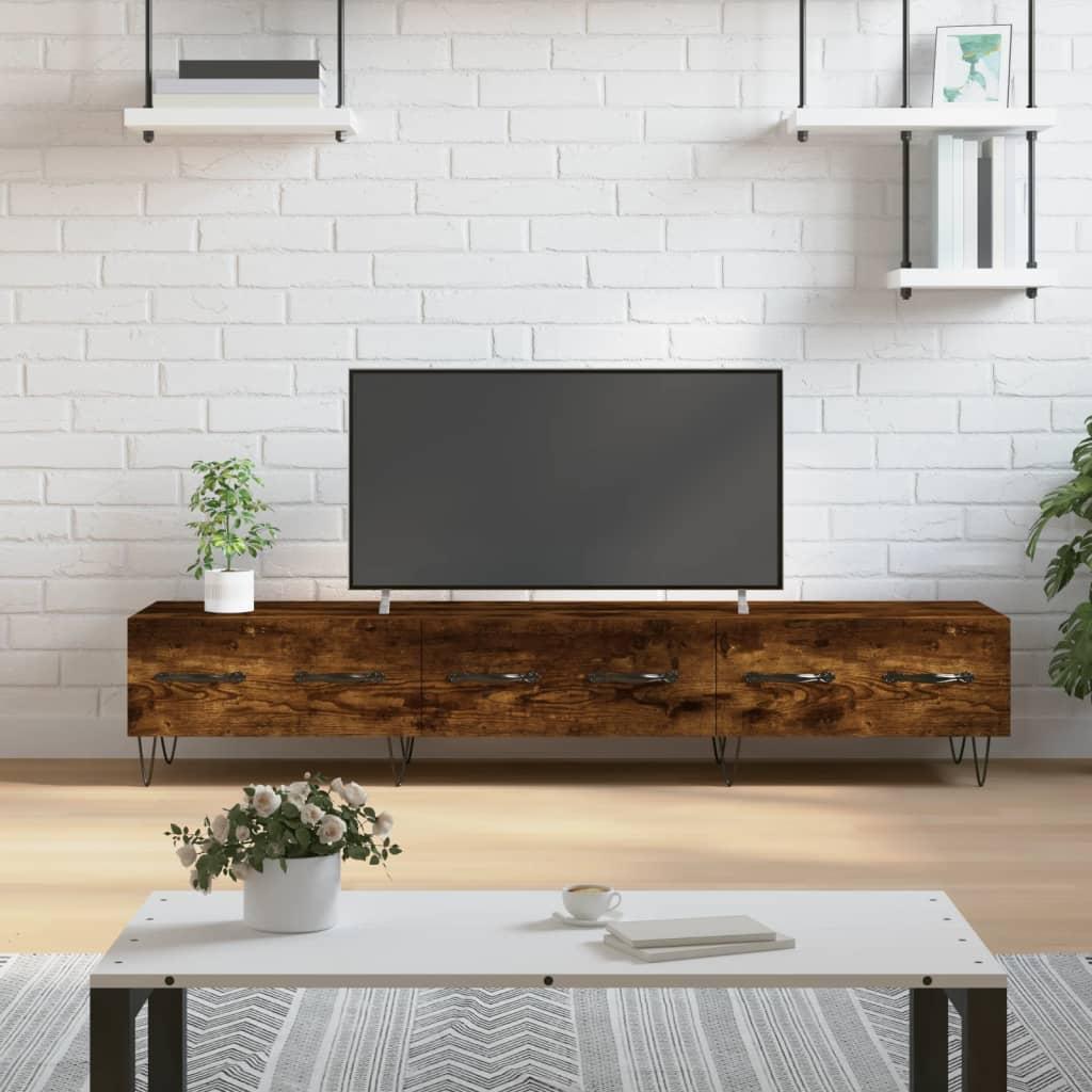 Tv-bord i konstrueret træ - 150×36×30 cm, røget egetræsfarve