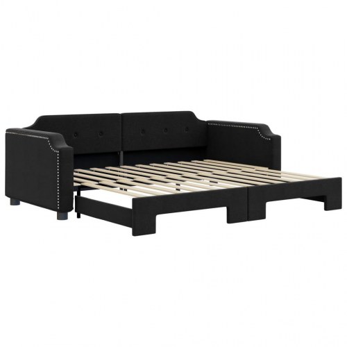 Daybed med udtræk 100×200 cm - stof, sort