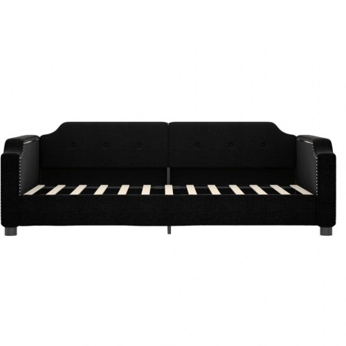 Daybed med udtræk 100×200 cm - stof, sort