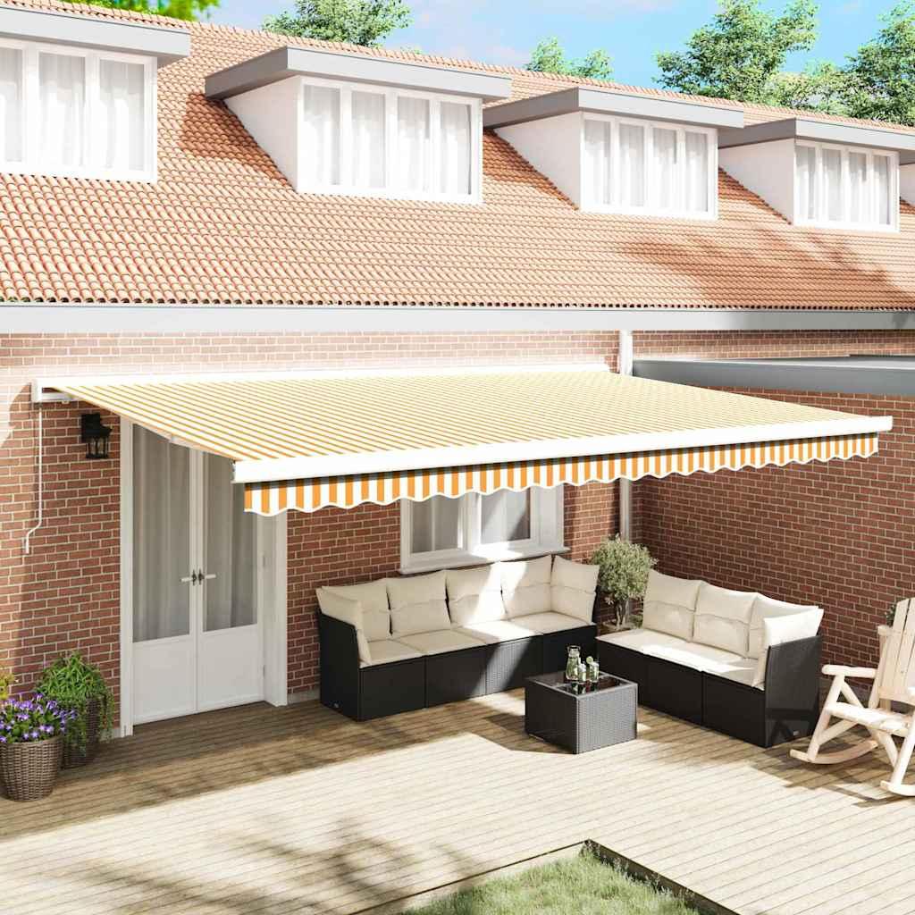 Utrækkelig Markise Orange og hvid 500 × 300 cm Stof og Metal