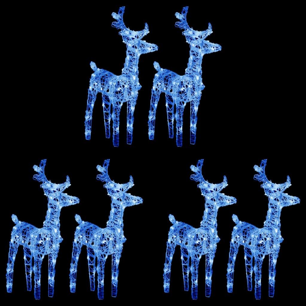 Julerensdyr 6 stk. 240 LED'er akryl blåt lys