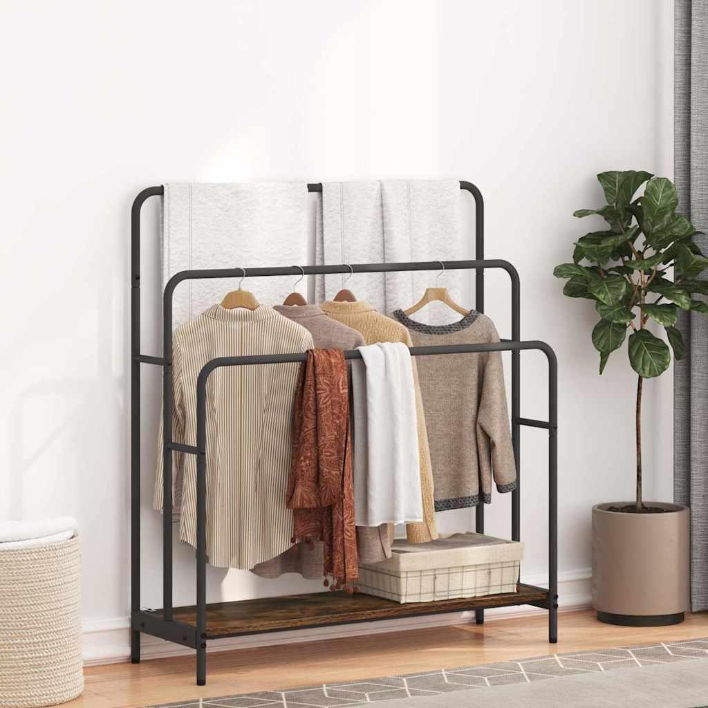 Tøjstativ med hylde Røget eg 90 x 30 x 100.5 cm Konstrueret træ