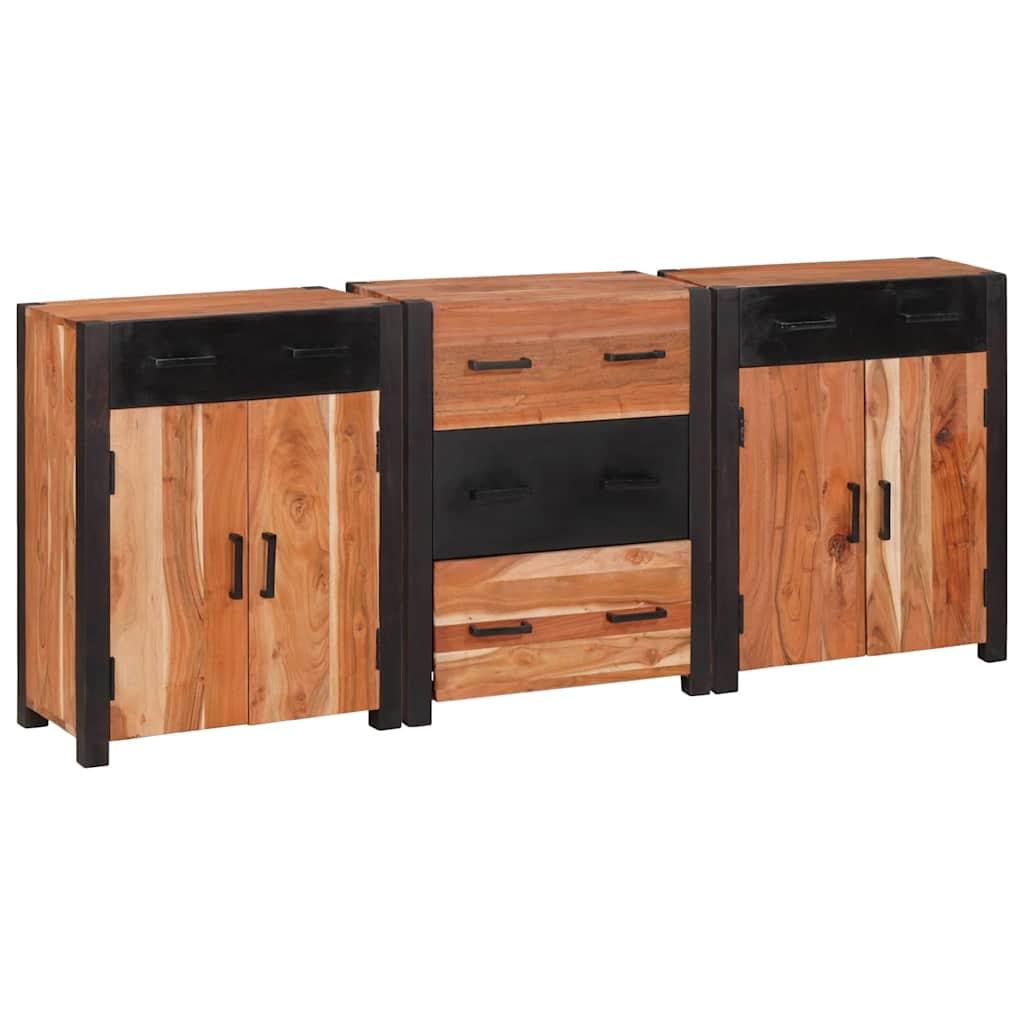 Sideboard 3 stk Brun 165 x 30 x 75 cm Massivt akacietræ