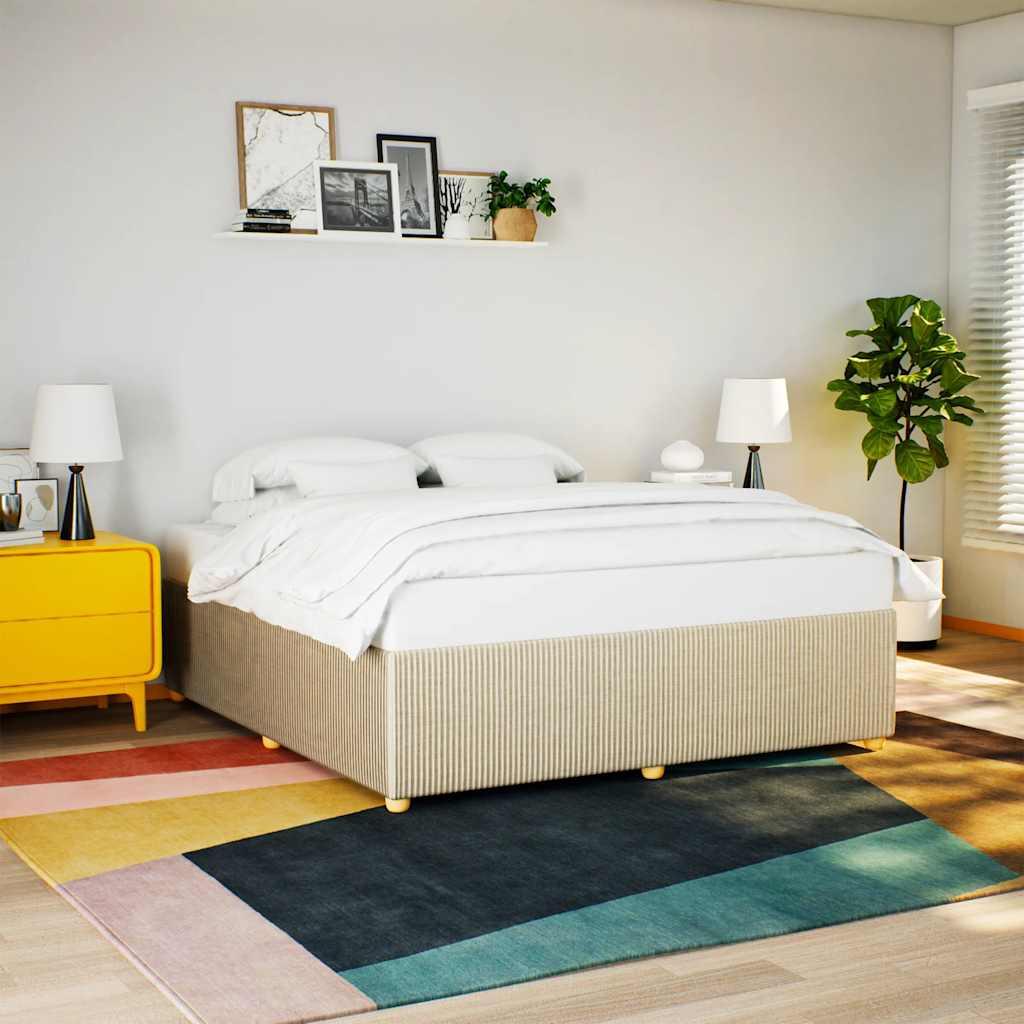 Sengeramme uden madras 200×200 cm i stof - cremefarvet