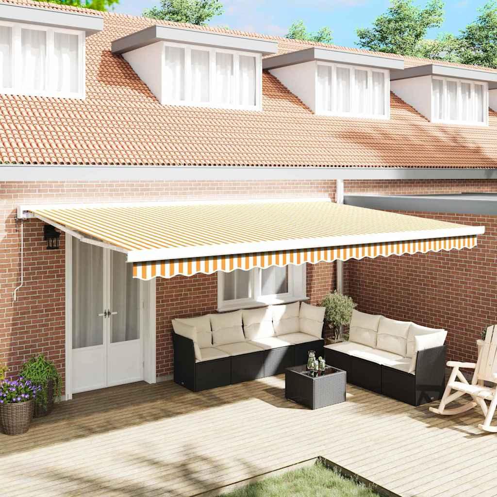 Utrækkelig Markise orange og hvid 500 × 300 cm Stof, metal