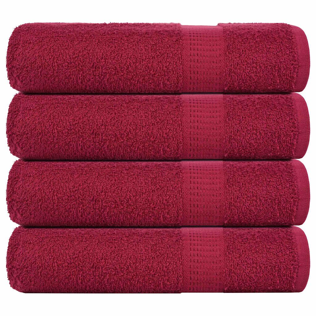 Håndklæder 4 stk. 50x100 cm 360 g/m2 100 % bomuld bordeauxrød