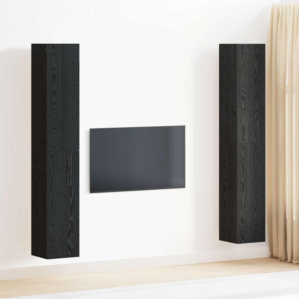 Tv-skabssæt 4 stk Sort eg 30.5 x 30 x 90 cm Konstrueret træ