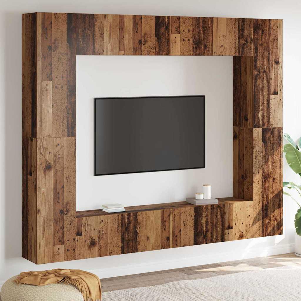 TV-skab 8 stk Brun 221 x 30 x 180 cm Konstrueret træ