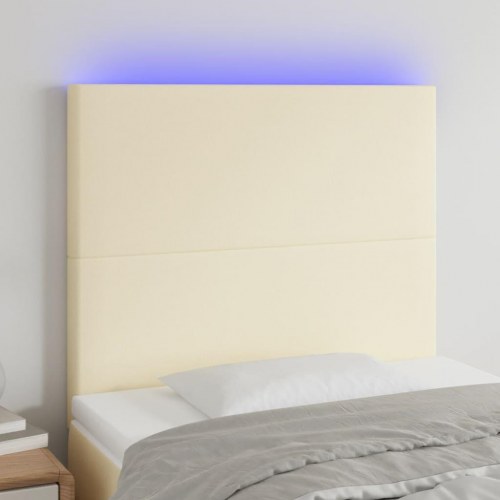 Sengegavl med LED-lys 80 x 5 x 118/128 cm - cremefarvet