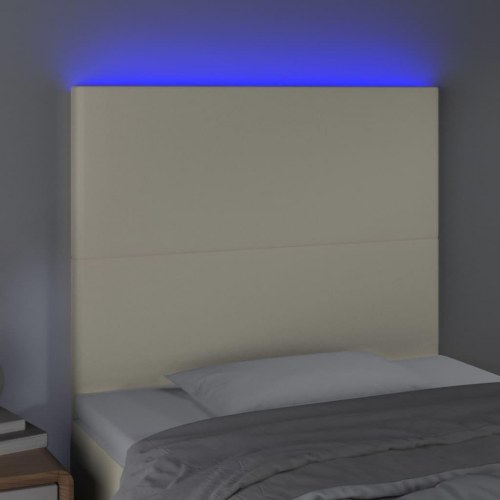 Sengegavl med LED-lys 80 x 5 x 118/128 cm - cremefarvet