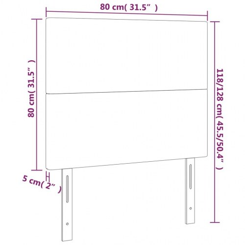 Sengegavl med LED-lys 80 x 5 x 118/128 cm - cremefarvet