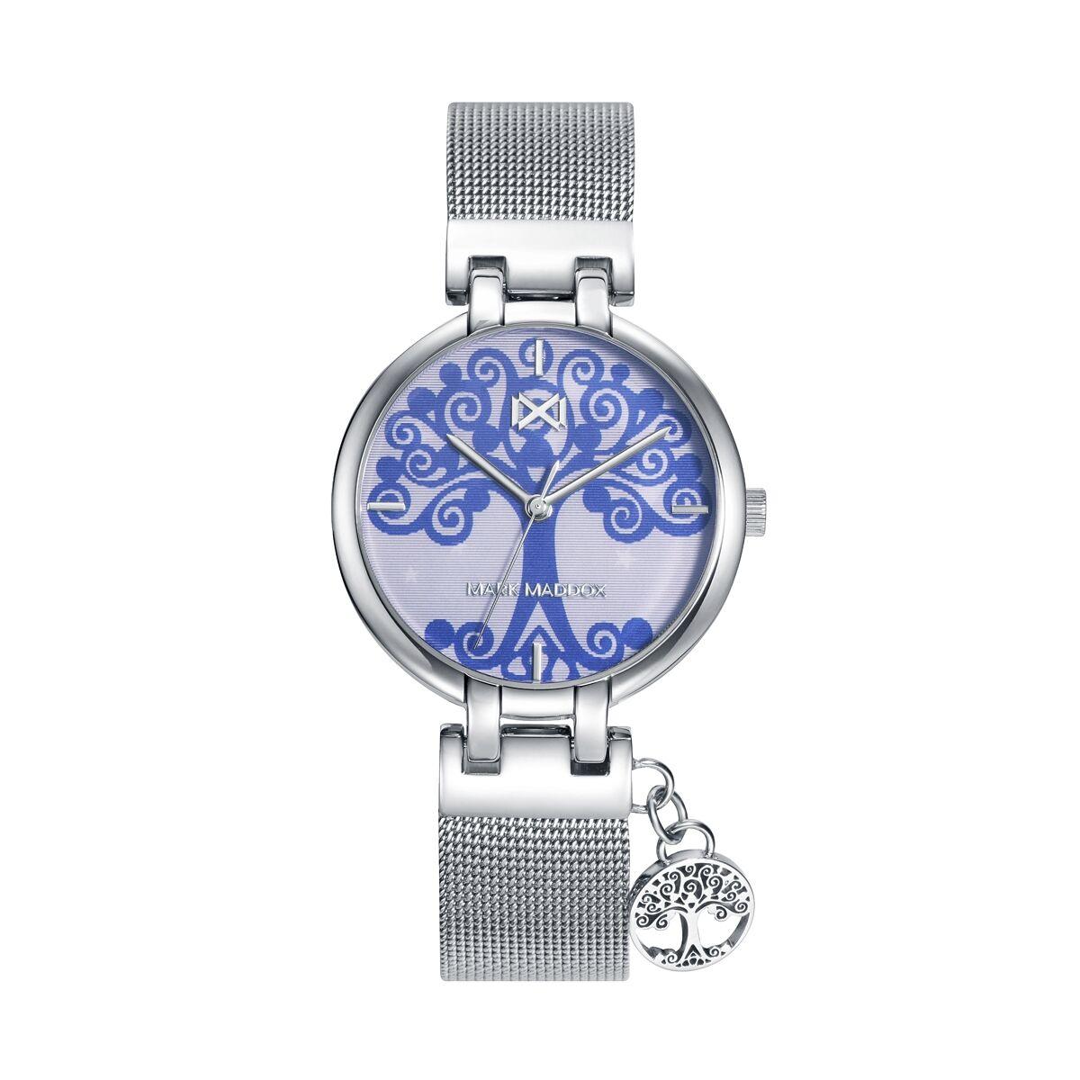 Dameur Mark Maddox MM0126-37 Ø 35 mm - stålmesh og blå urskive billede