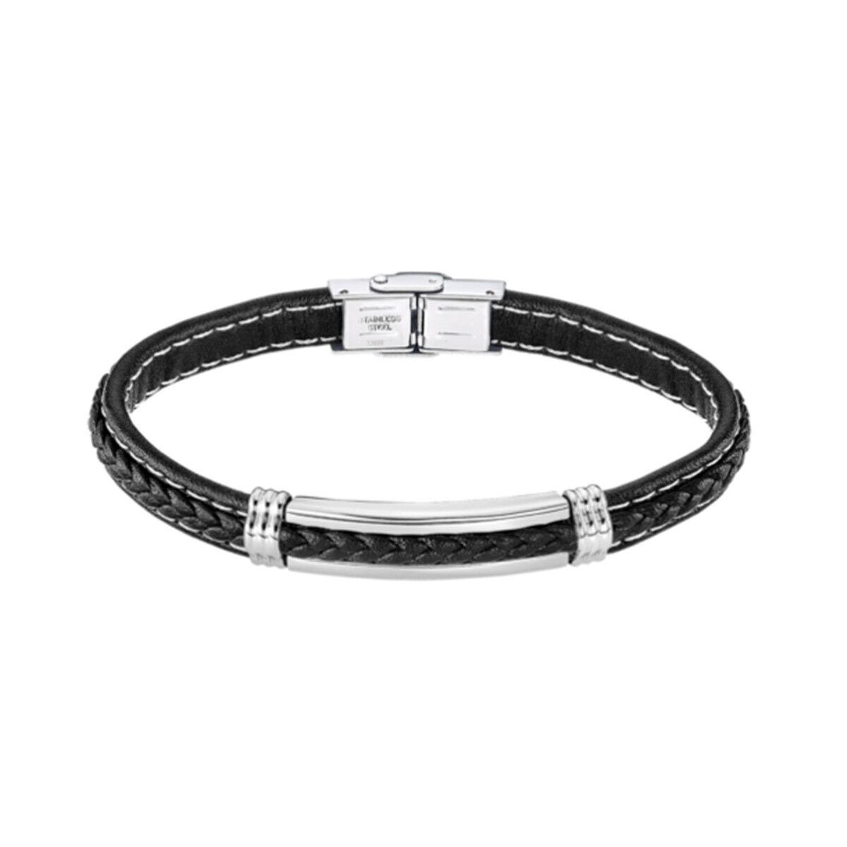Lotus LS2405-2/1 armbånd til mænd - sort læderlook med stål-detaljer billede