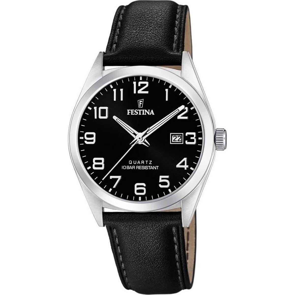 Herreur Festina F20446/3 - sort skive, læderrem, Ø 40 mm billede