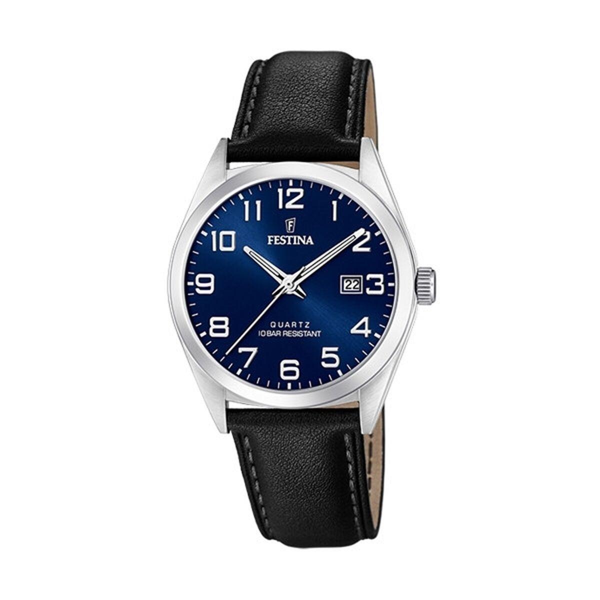 Festina F20446/2 herreur - sort læderrem, blå skive, Ø 40 mm billede