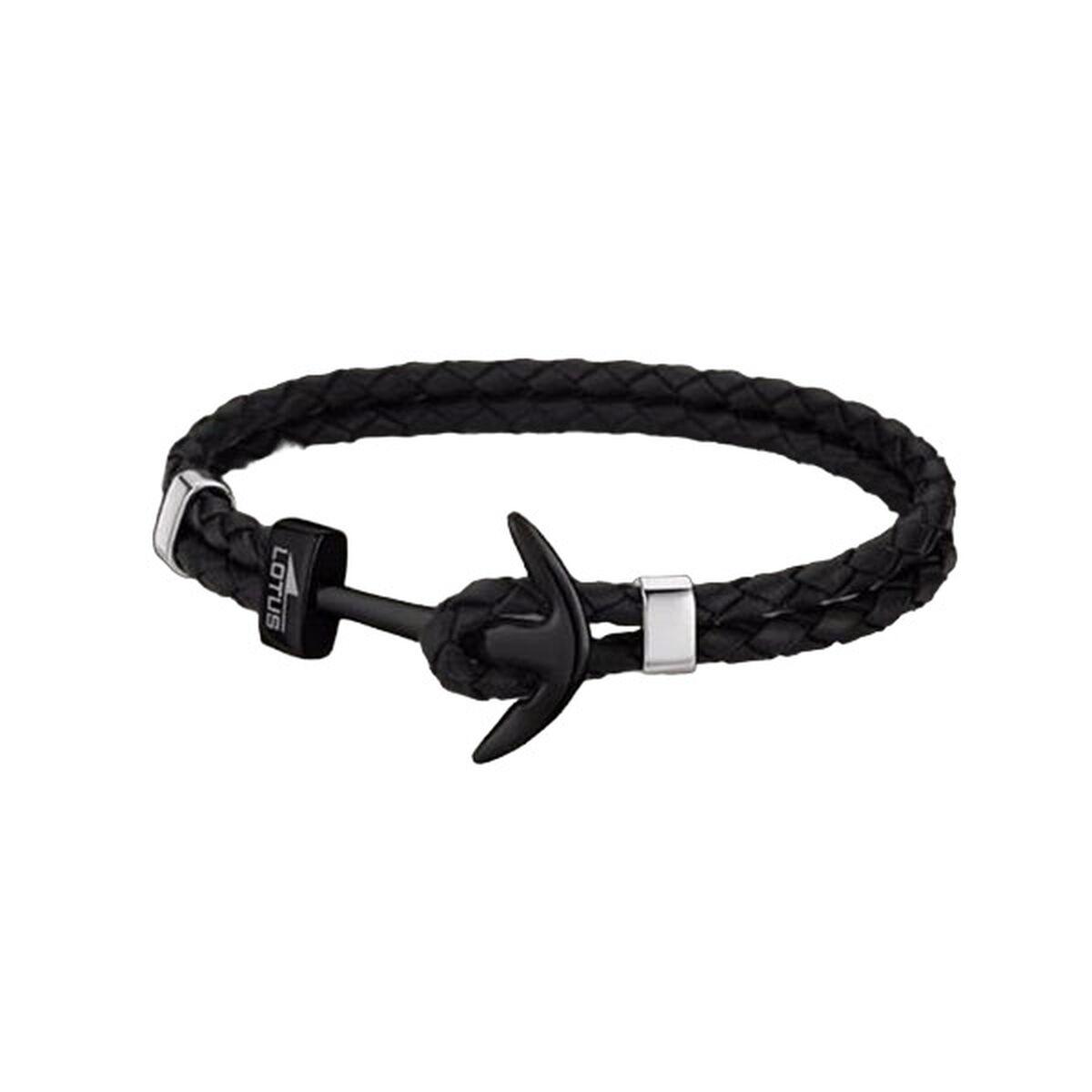Lotus LS1832-2/6 herrearmbånd - flettet sort med ankerlås billede