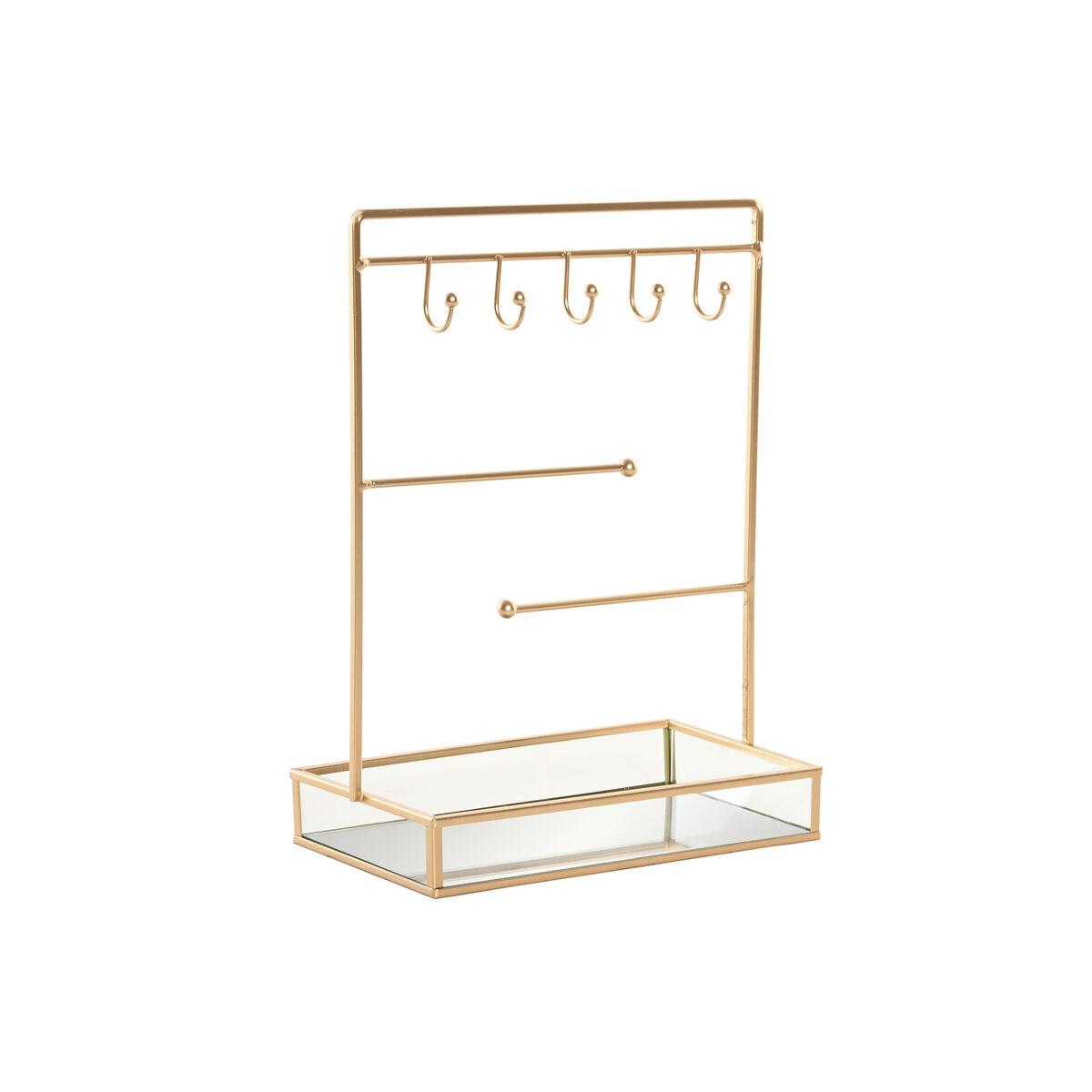Smykkeskrin i gyldent metal med spejl - 21 × 10 × 32 cm