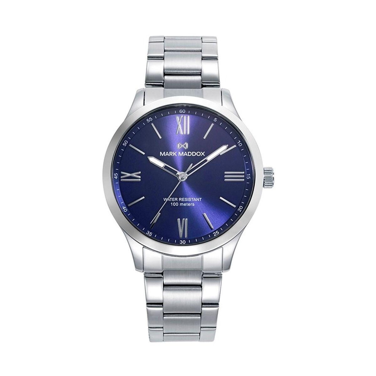 Herreur Mark Maddox HM1018-33 Ø41 mm - stållook, blå skive billede